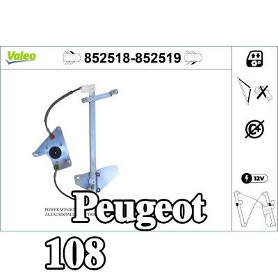VALEO مُحرك النوافذ الأمامي الأيمن, كهربائي, بدون محرك كهربائي — Peugeot 108
