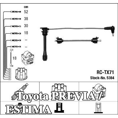 NGK مجموعة أسلاك الإشعال باللون الأزرق — Toyota Previa / Estima