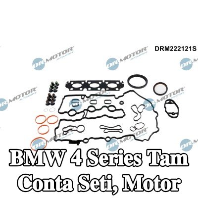 DR.MOTOR AUTOMOTIVE Tam Conta Seti, kam mili contalı motor, valf kapağı contası ile, valf gövdesi contalı, silindir kafası contası olmadan, egzoz manifoldu contası ile (ler), emme manifoldu contası/contaları ile — 2016 BMW 4 Series