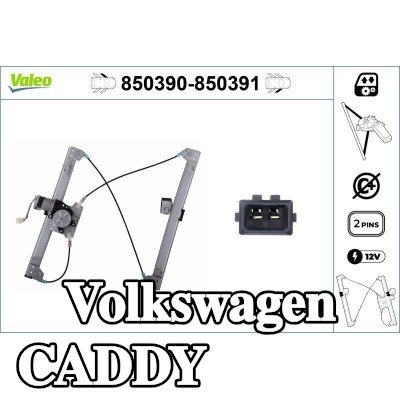 VALEO مُحرك النوافذ الأمامي الأيمن, كهربائي, مع محرك كهربائي — 2000 Volkswagen Caddy