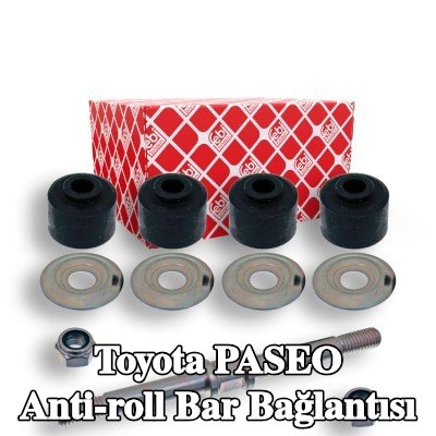 FEBI BILSTEIN Ön aks sol anti-roll bar bağlantısı, Ön Aks Sağ, Çelik, somunlu, lastik yastıklı, pullarla — Toyota Paseo