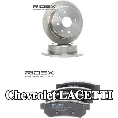 RIDEX مجموعة أقراص الفرامل والوسادات للمحور الخلفي, صلب — Chevrolet Lacetti