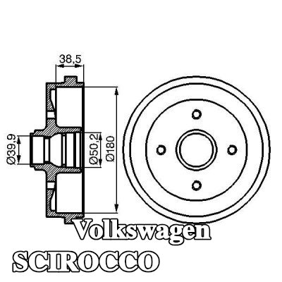 BOSCH أسطوانة الفرامل للمحور الخلفي, 211mm, بدون محمل عجلة — Volkswagen Scirocco