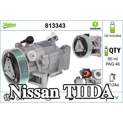 VALEO ضاغط تكييف الهواء قطعة أصلية جديدة, مع زيت ضاغط PAG — 2012 Nissan Tiida