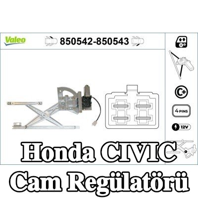 VALEO Sol ön cam regülatörü, Elektrikli, elektrik motorlu — 1994 Honda Civic