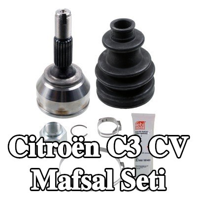 FEBI BILSTEIN Ön aks sol CV mafsal kiti, Ön Aks Sağ, Tekerlek Tarafı, somunlu, gres ile — 2002 Citroën C3
