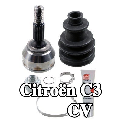 FEBI BILSTEIN طقم مفصل CV المحور الأمامي الأيسر, المحور الأمامي الأيمن, جانب العجلة, مع صمولة, مع شحم — 2002 Citroën C3