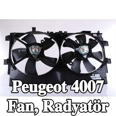 NISSENS Fan, radyatör 350mm, radyatör fan kapağı, direnç olmadan, kontrol ünitesi olmadan — Peugeot 4007