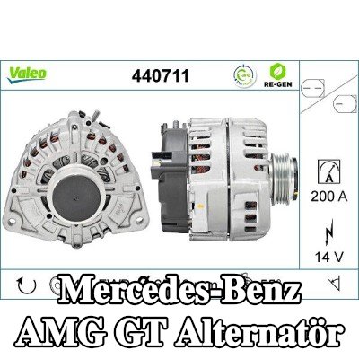 VALEO Alternatör YENİDEN ÜRETİLMİŞ PREMIUM, 200A — 2016 Mercedes-Benz Amg Gt