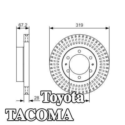 BOSCH القطر الخارجي لقرص المكابح: 319mm, مُهوى, مشحم — Toyota Tacoma