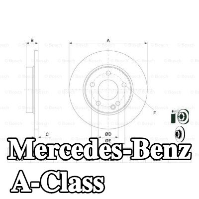 BOSCH القطر الخارجي لقرص المكابح: 260mm, صلب, مطلي — 2000 Mercedes-Benz A-Class
