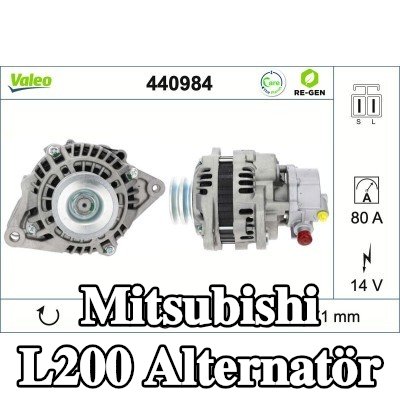 VALEO Alternatör 80A, pompalı — 2002 Mitsubishi L200