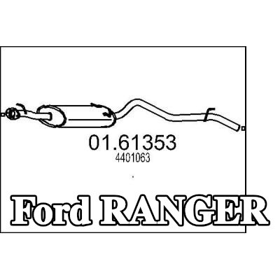 MTS كاتم الصوت الخلفي 2200mm — 2000 Ford Ranger
