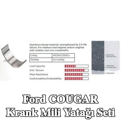 IPSA Krank mili yatak seti Çelik tabanlı alüminyum alaşımı, alüminyum alaşımlı kaplamalı, alüminyum bileşik tabakalı, çelik arka kısımlı — Ford Cougar
