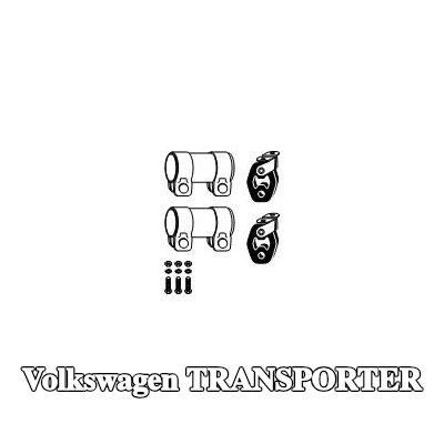 HJS مجموعة التثبيت, كاتم الصوت مع موصل أنبوب, بدون جلبة فاصلة — Volkswagen Transporter
