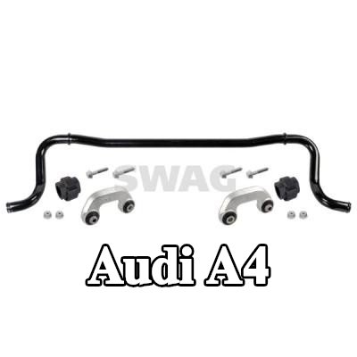 SWAG قضيب مانع الانقلاب مع حوامل مطاطية, المحور الأمامي, مع قضيب توصيل — 2004 Audi A4