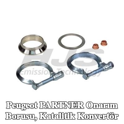 HJS Onarım borusu, katalitik konvertör Çıkış, sabitleme malzemesi ile — Peugeot Partner