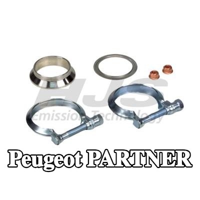 HJS أنبوب إصلاح, محول حفاز مخرج, مع مواد تثبيت — Peugeot Partner