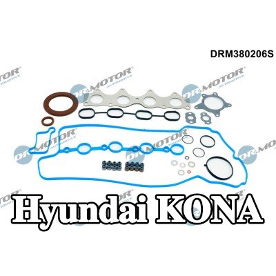DR.MOTOR AUTOMOTIVE مجموعة حشيات كاملة, محرك مزود بمانع تسرب عمود الكامات, مع مانع تسرب العمود المرفقي, مع حشية غطاء الصمام, مع أختام ساق الصمام, بدون حشية رأس الأسطوانة, مع حشية (حشيات) مشعب العادم, مع حشية (حشيات) مشعب السحب — 2017 Hyundai Kona