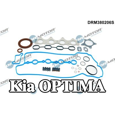 DR.MOTOR AUTOMOTIVE مجموعة حشيات كاملة, محرك مزود بمانع تسرب عمود الكامات, مع مانع تسرب العمود المرفقي, مع حشية غطاء الصمام, مع أختام ساق الصمام, بدون حشية رأس الأسطوانة, مع حشية (حشيات) مشعب العادم, مع حشية (حشيات) مشعب السحب — Kia Optima