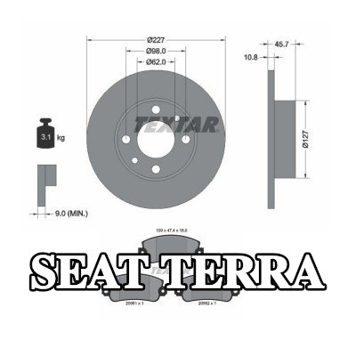 TEXTAR مجموعة أقراص ووسادات الفرامل الصلبة — SEAT Terra
