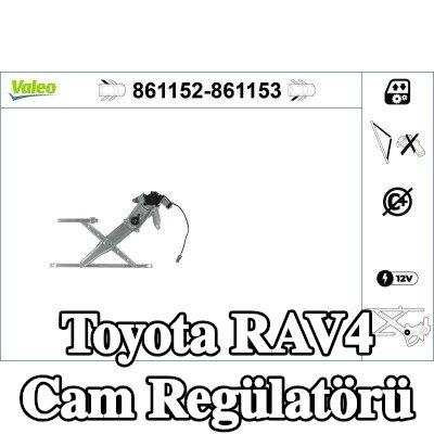 VALEO Sol arka cam regülatörü, Elektrikli, elektrik motoru olmadan — 1997 Toyota Rav4