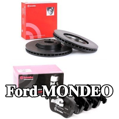 BREMBO مجموعة أقراص الفرامل والوسادات Prime, مزود بفتحات تهوية داخلية — 2012 Ford Mondeo
