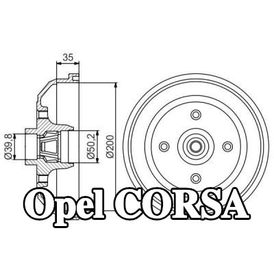 BOSCH أسطوانة الفرامل للمحور الخلفي, 228mm, مع محمل العجلة — 1997 Opel Corsa