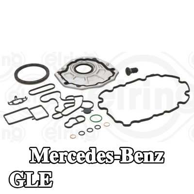 ELRING مجموعة حشيات علبة المرافق مع مانع تسرب العمود المرفقي, مع حشية حوض الزيت — Mercedes-Benz Gle
