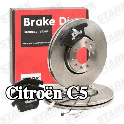 STARK مجموعة أقراص الفرامل والوسادات للمحور الأمامي, مُهوى — 2004 Citroën C5