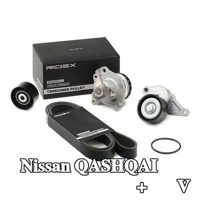 RIDEX مضخة المياه + مجموعة الحزام المضلع على شكل V مع مضخة المياه — 2014 Nissan Qashqai