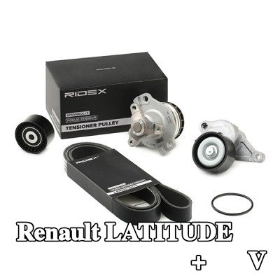 RIDEX مضخة المياه + مجموعة الحزام المضلع على شكل V مع مضخة المياه — Renault Latitude