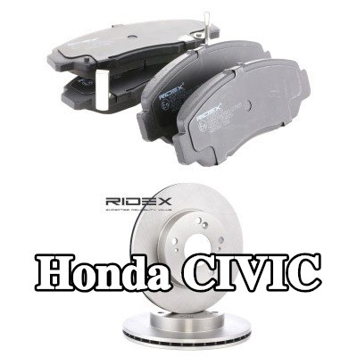RIDEX مجموعة أقراص الفرامل والوسادات للمحور الأمامي, مزود بفتحات تهوية داخلية — 2016 Honda Civic