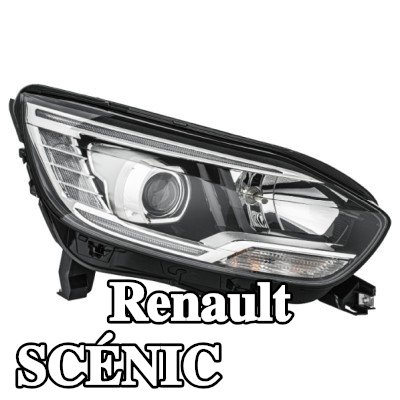 HELLA المصباح الأيمن, H7/H7, PY21W, مع لمبات, مع محرك لتسوية المصابيح الأمامية — Renault Scénic