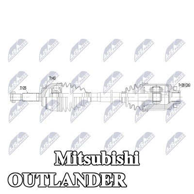 NTY عمود الدفع للمحور الأمامي الأيمن, 680mm — 2002 Mitsubishi Outlander