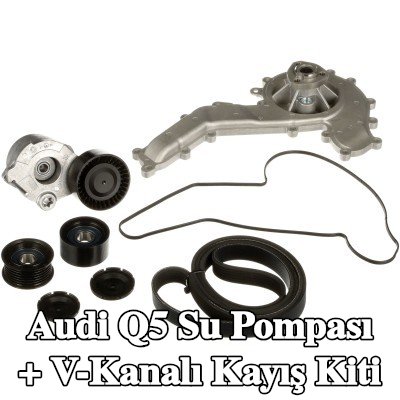GATES Su pompası ile Su Pompası + V-Yivli Kayış Kiti — Audi Q5