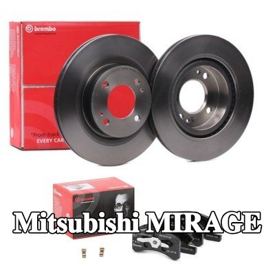 BREMBO مجموعة أقراص الفرامل والوسادات Prime, مزود بفتحات تهوية داخلية — Mitsubishi Mirage