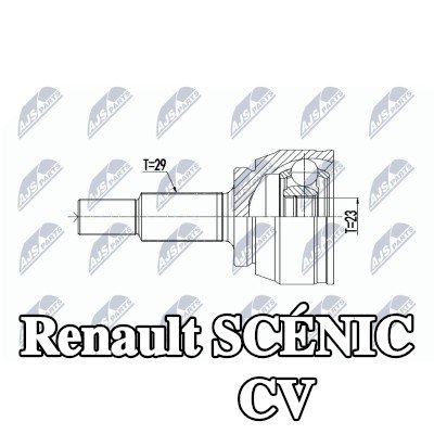 NTY مجموعة وصلة المحور الأمامي, المحور الأمامي الأيسر, المحور الأمامي الأيمن — Renault Scénic