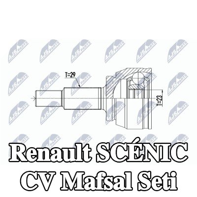 NTY CV mafsalı kiti Ön Aks, Sol Ön Aks, Ön Aks Sağ — Renault Scénic
