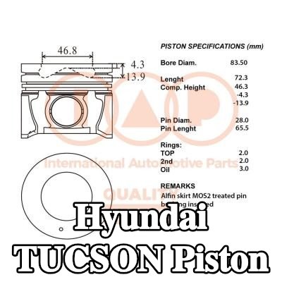IAP QUALITY PARTS Piston segmanlı piston — 2008 Hyundai Tucson