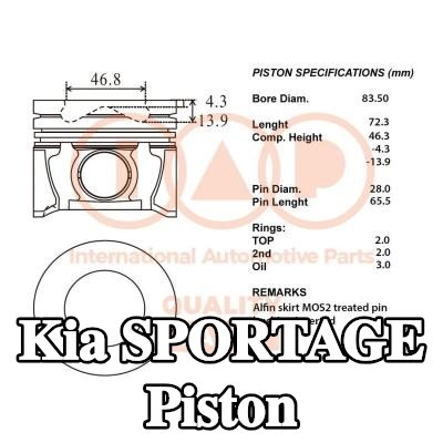 IAP QUALITY PARTS Piston segmanlı piston — 2008 Kia Sportage