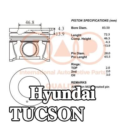 IAP QUALITY PARTS مكبس مزود بحلقات مكبس — 2008 Hyundai Tucson