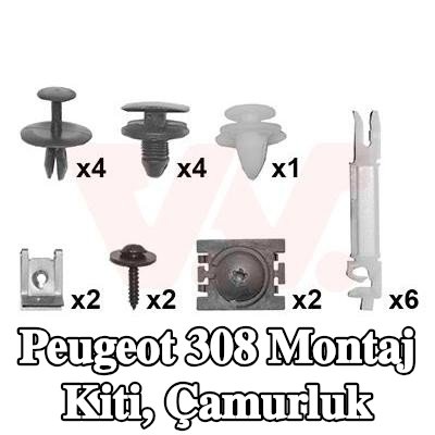 VAN WEZEL Montaj Kiti, çamurluk — Peugeot 308