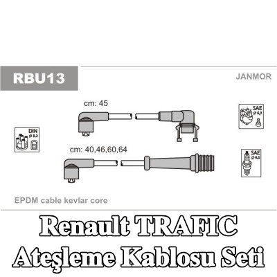 JANMOR Ateşleme kablosu seti EPDM (etilen propilen dien monomer (M sınıfı) kauçuk) — 1997 Renault Trafic