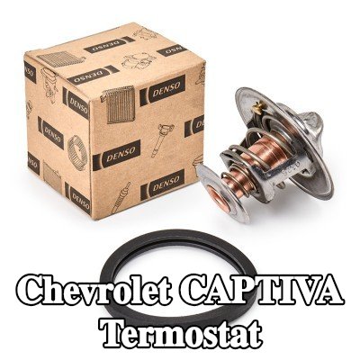 DENSO Termostat 82°C, conta/sızdırmazlık elemanları ile — Chevrolet Captiva