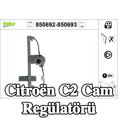 VALEO Sol ön cam regülatörü, Elektrikli, elektrik motoru olmadan — Citroën C2
