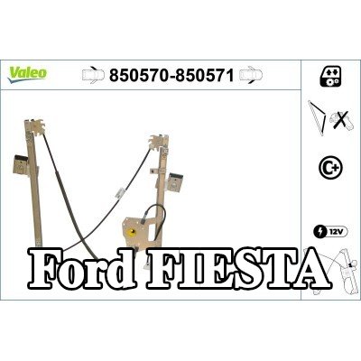 VALEO مُحرك نافذة أمامي أيسر, كهربائي, بدون محرك كهربائي — 2000 Ford Fiesta