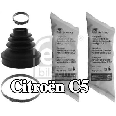 FEBI BILSTEIN طقم غطاء مفصل CV, عمود الإدارة المحور الأمامي الأيسر, على جانب ناقل الحركة, مطاط — Citroën C5