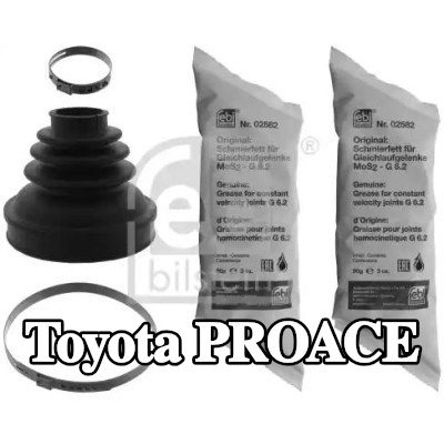 FEBI BILSTEIN طقم غطاء مفصل CV, عمود الإدارة المحور الأمامي الأيسر, على جانب ناقل الحركة, مطاط — Toyota Proace