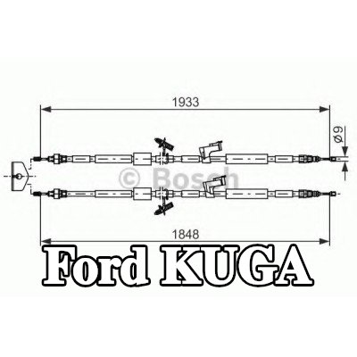 BOSCH كابل فرامل اليد 1848mm, 1933mm — 2012 Ford Kuga